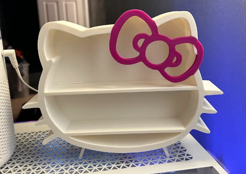 3D Pembe/Beyaz Hello Kitty Mini Figür Rafı Hediyelik Oyuncak Raf